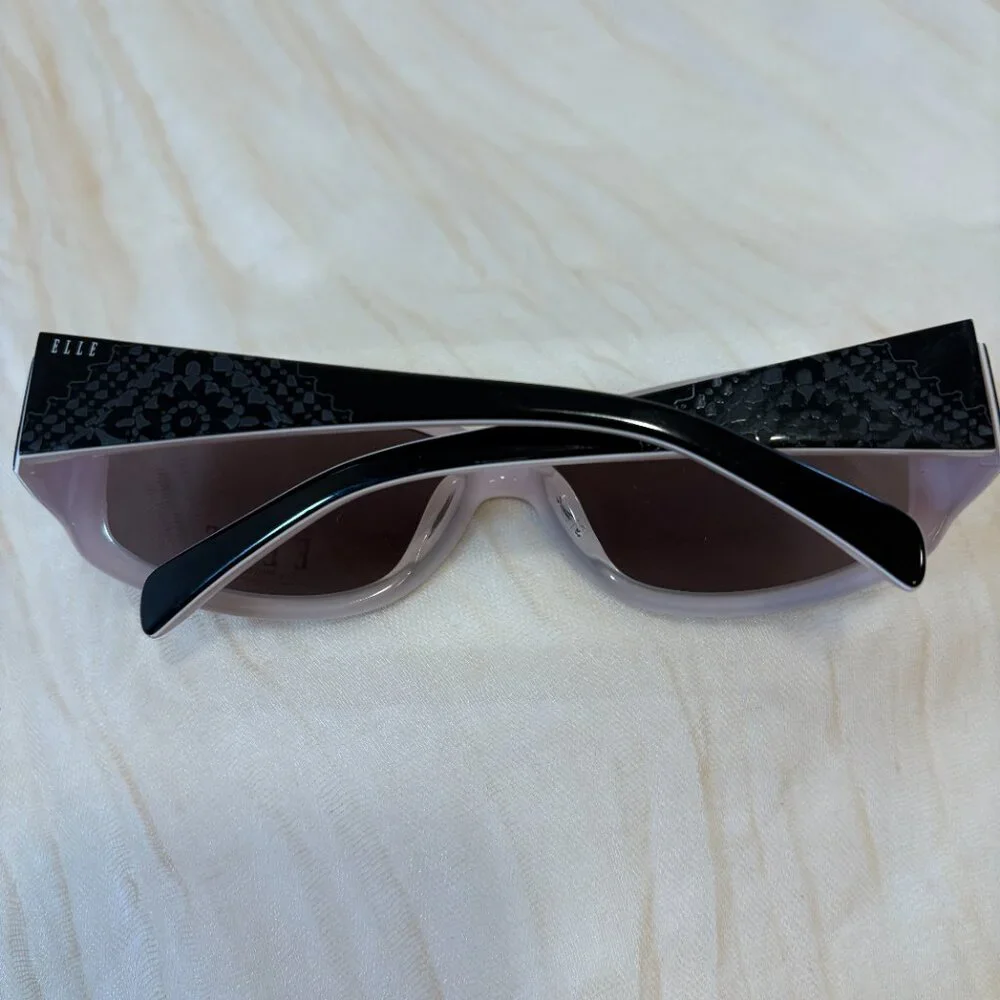NEW ELLE‎ EL 18874 COLOR-BK BLACK WHITE AUTHENTIC FRAMED SUNGLASSES 57-16